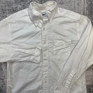 J Press Oxford Shirt Mens Medium White Chest Flap Pocket OCBD Cotton Preppy Ivy